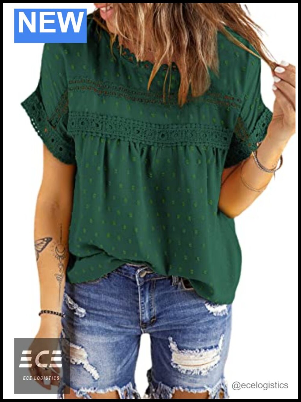 Womens Lace Crochet Short Sleeve Chiffon Blouse Loose Fit Top